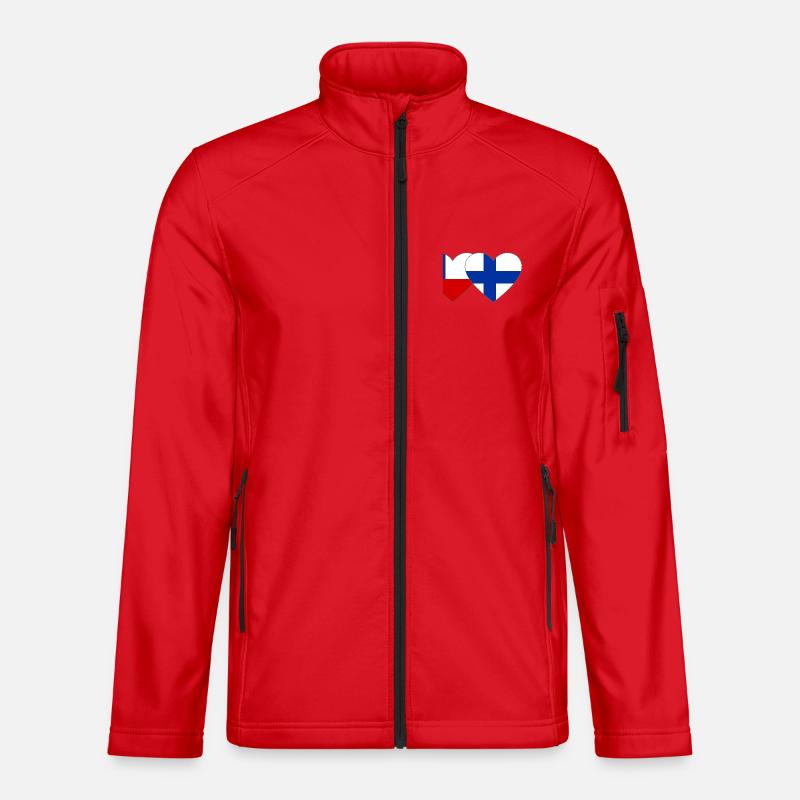 Chile Finland Flag Heart - Unisex Softshell Jacket - red
