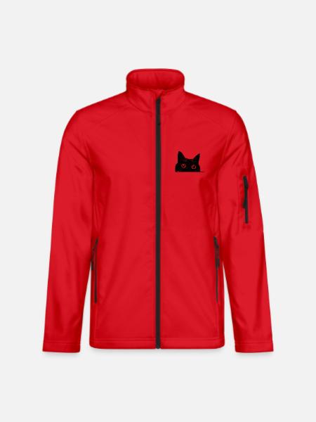 Guckende Katze schwarz - Unisex Softshelljacke - Rot
