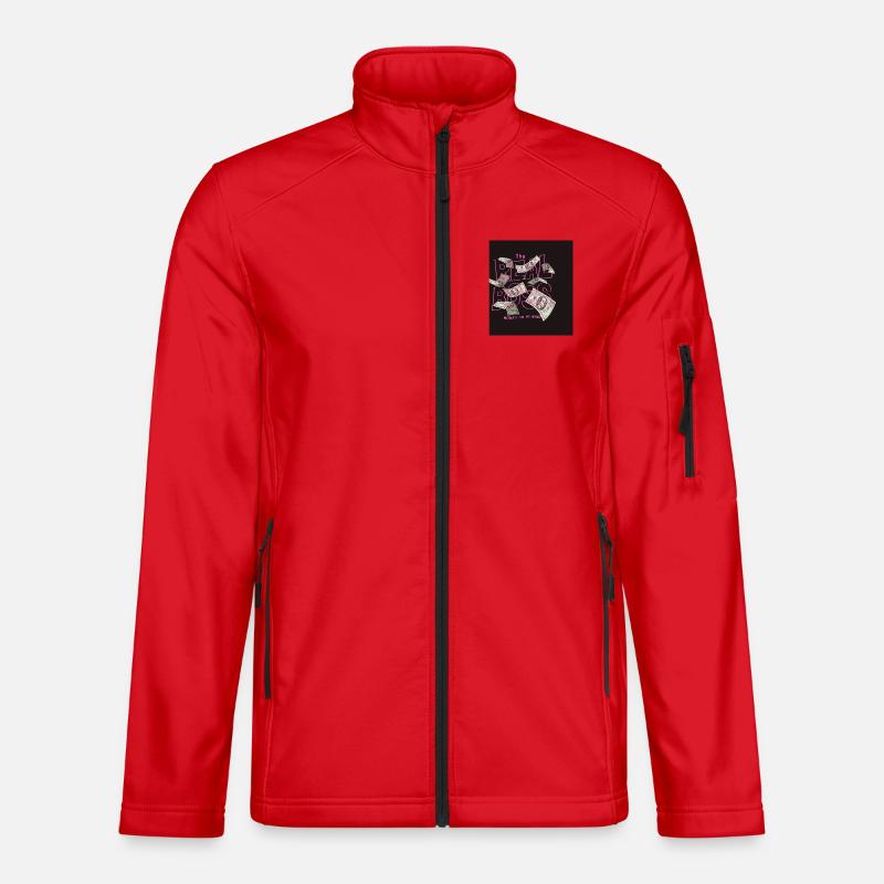 Neon Lines and Banknotes - Unisex Softshell Jacket - red
