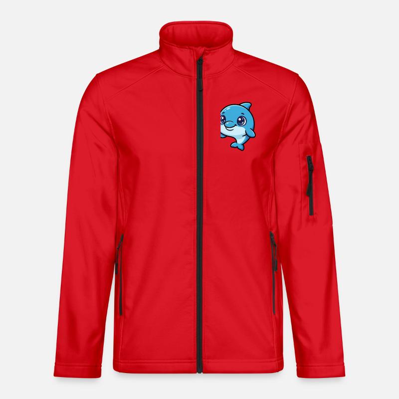 Lachender Delfin Cartoon Blau - Unisex Softshelljacke - Rot