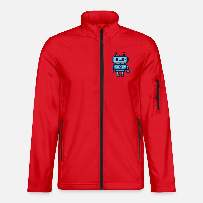 Pixel-Art-Roboter - Unisex Softshelljacke - Rot