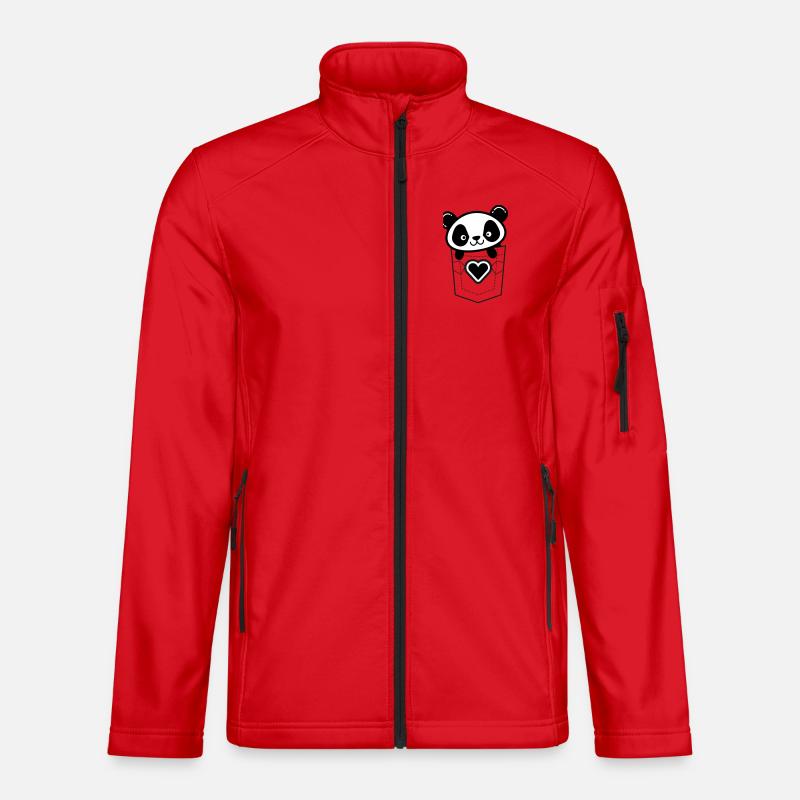 Panda in der Tasche mit Herz-Emblem - Unisex Softshelljacke - Rot