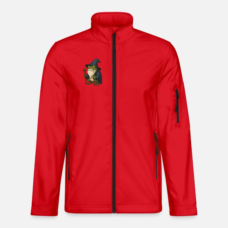 Wise bearded frog with magic hat - Unisex Softshell Jacket - red