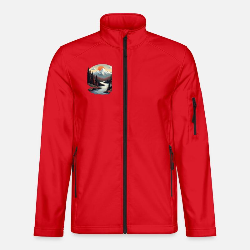 Mountain paradise with sunset - Unisex Softshell Jacket - red