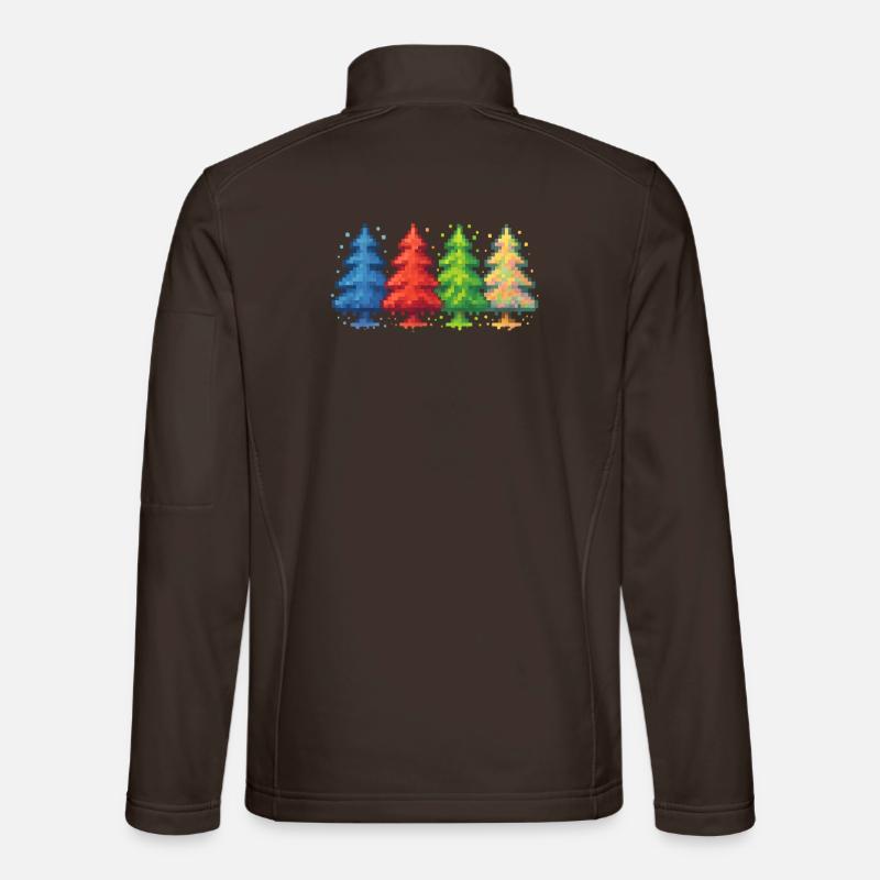 Pixel Forest Christmas Tree gaming Unisex Softshell Jacket