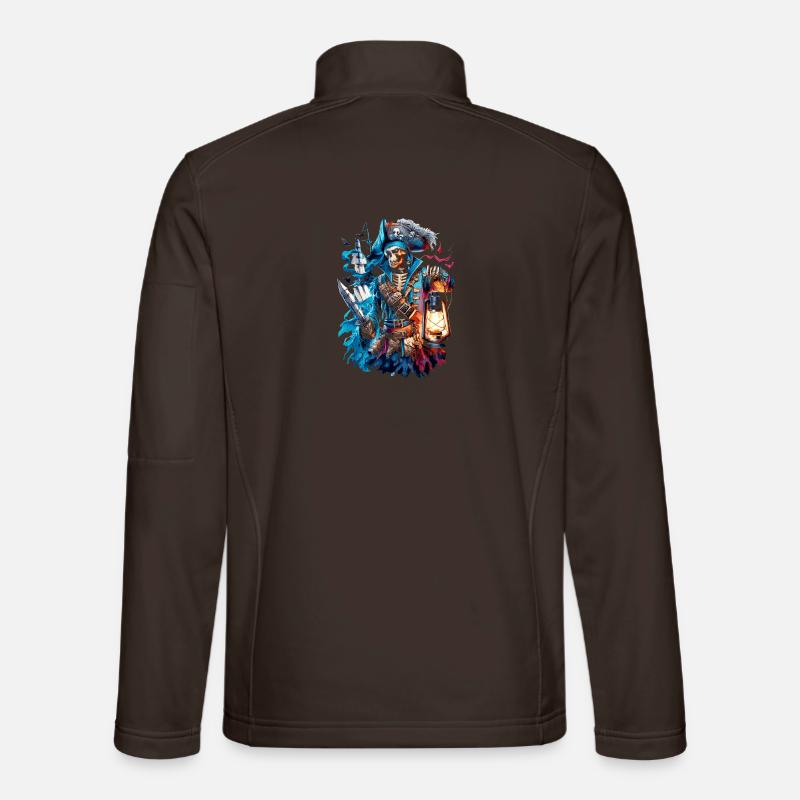 Skeleton pirate in lantern light Unisex Softshell Jacket
