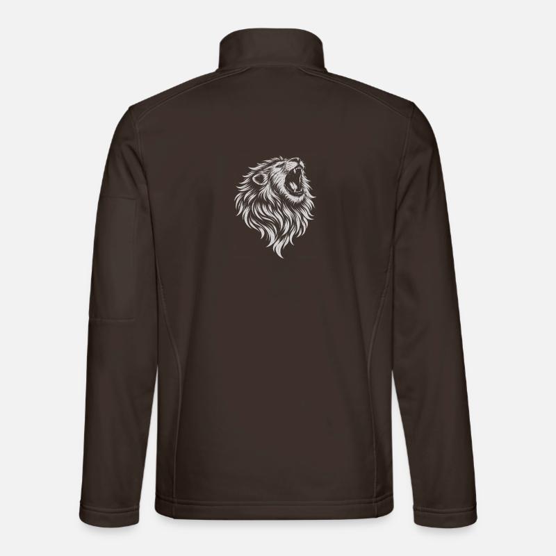 Roaring Lion – Monochrome Vector Art - Unisex Softshell Jacket - chocolate brown