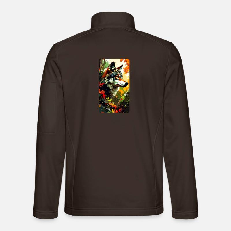 Wolf im Herbst (Blick nach Rechts) - Unisex Softshelljacke - Schokobraun