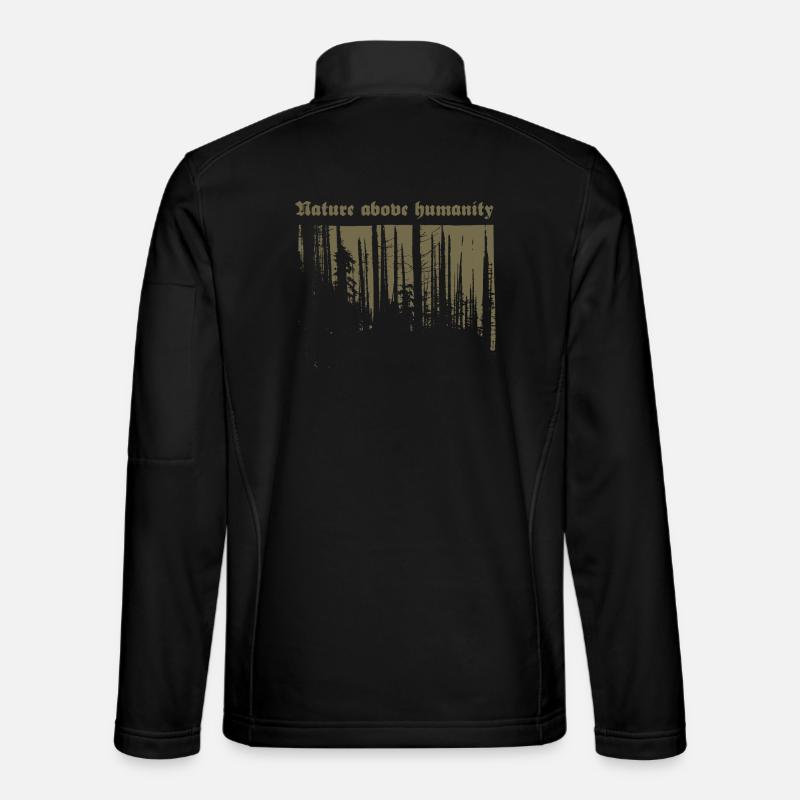 Nature above humanity (gold) - Unisex Softshell Jacket - black
