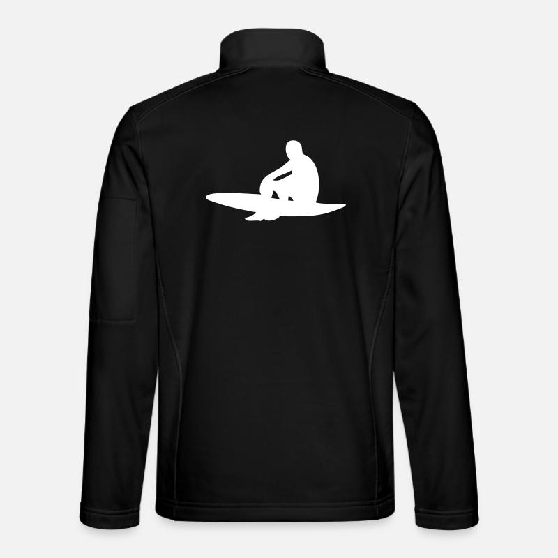 Surfer with surfboard - Unisex Softshell Jacket - black