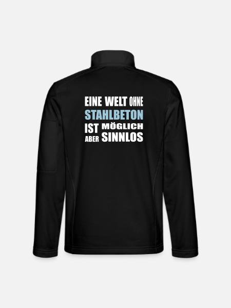 Béton, béton armé, pour ouvriers du bâtiment, ciment, construction - Veste en tissu softshell Unisexe - noir - Dos