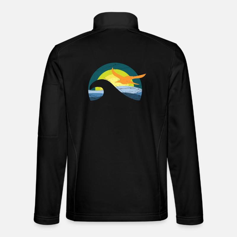Seagull by the sea - design - Unisex Softshell Jacket - black
