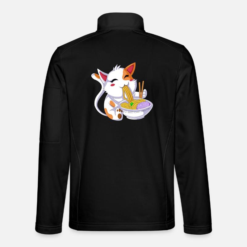 Katze isst Ramen - Unisex Softshelljacke - Schwarz