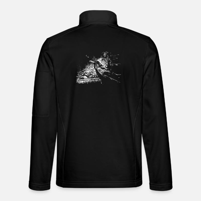 Raven with skull - Unisex Softshell Jacket - black