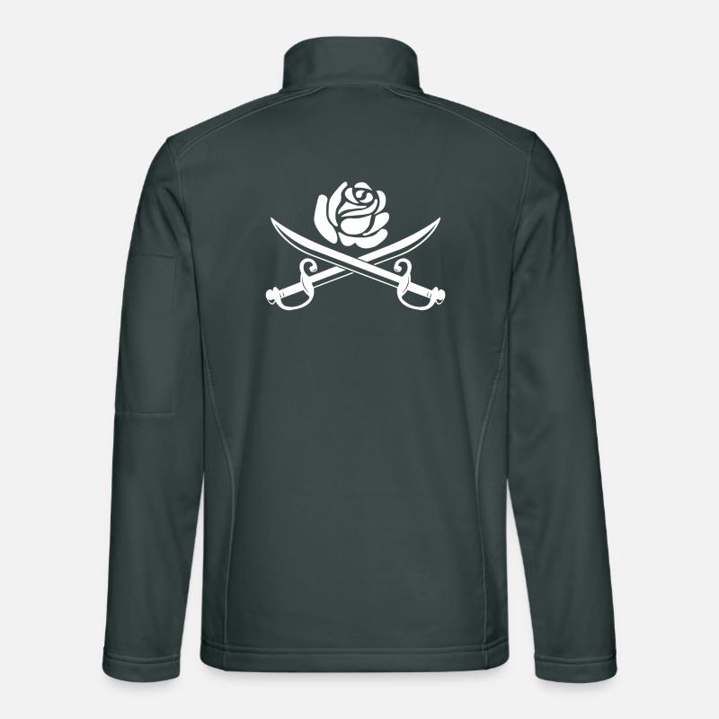 Rose blanche et épées croisées Veste en tissu softshell Unisexe