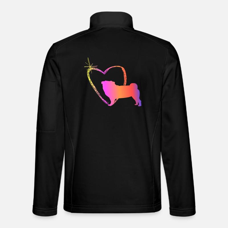 Pug with heart - Unisex Softshell Jacket - black