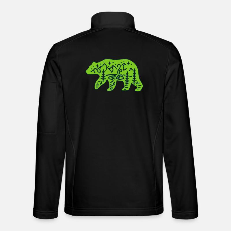 Nature totem green bear - Unisex Softshell Jacket - black