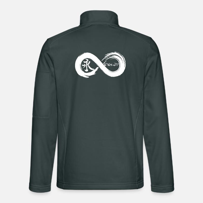 Symbole infini et éternité en japonais (blanc) Veste en tissu softshell Unisexe