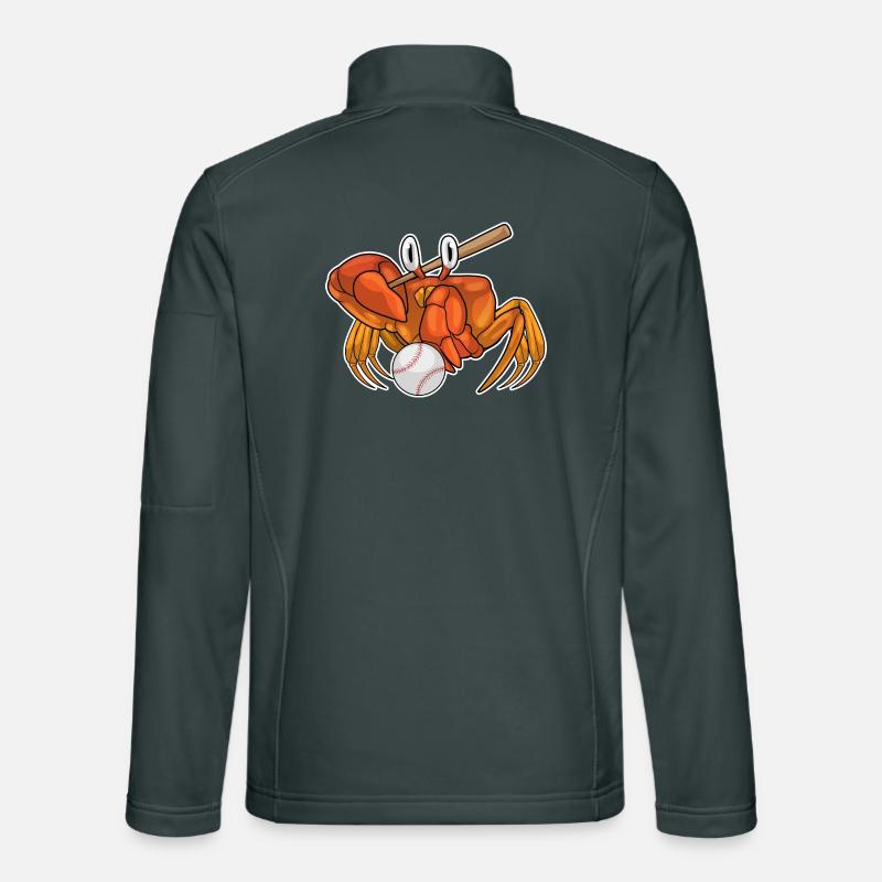 Crab Baseball Baseball Bat Unisex Softshell Jacket