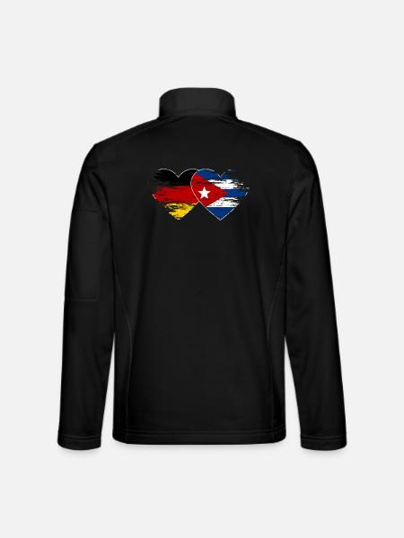 Germany Cuba flag used heart - Unisex Softshell Jacket - black