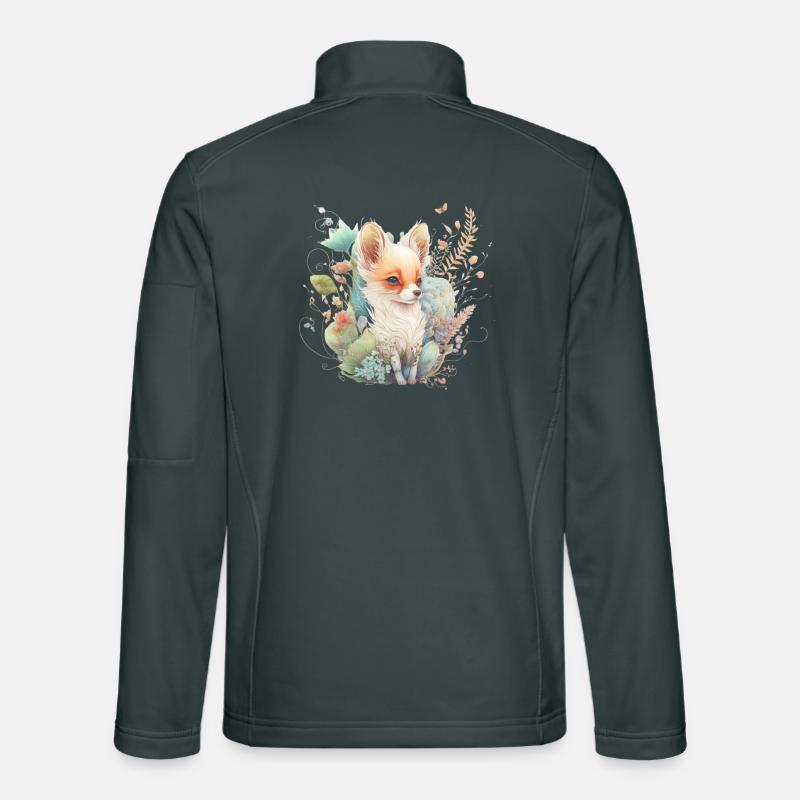 Renard Aquarelle Fleurs Veste en tissu softshell Unisexe