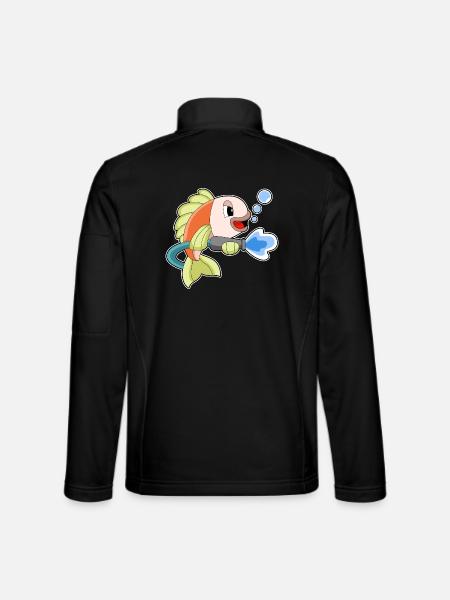 Fish Firefighter Fire Hose Fire Hose Fire Brigade - Unisex Softshell Jacket - black - Back