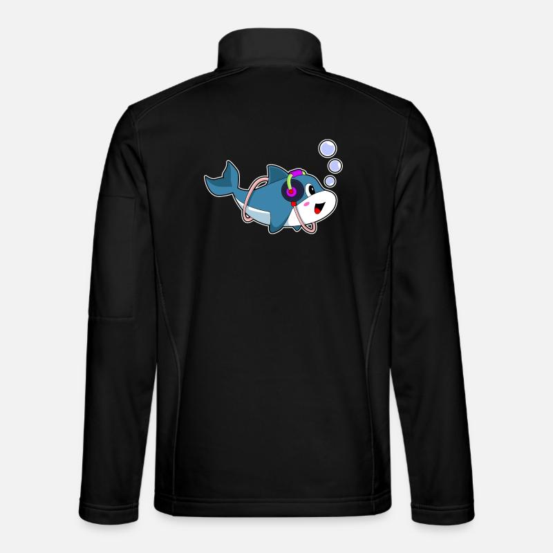 Delfin Kopfhörer Musik - Unisex Softshelljacke - Schwarz
