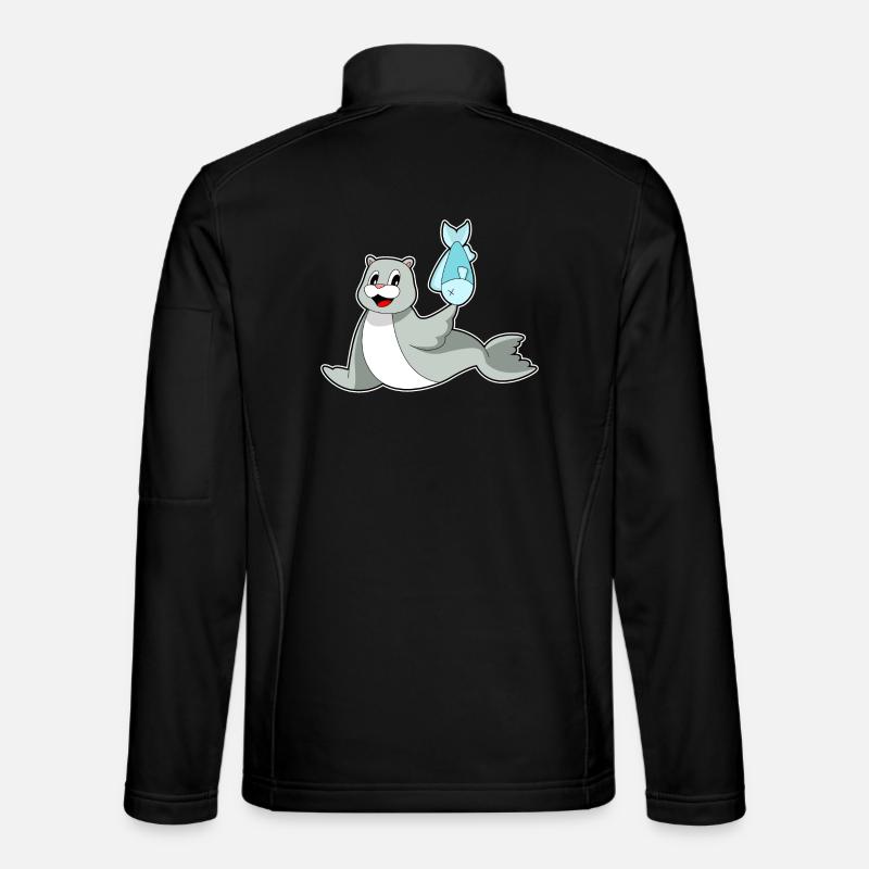Seehund Fisch - Unisex Softshelljacke - Schwarz