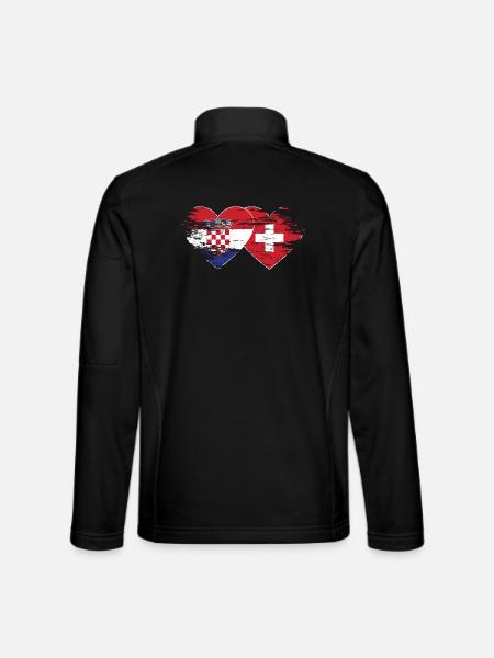 Croatia Switzerland flag heart used - Unisex Softshell Jacket - black