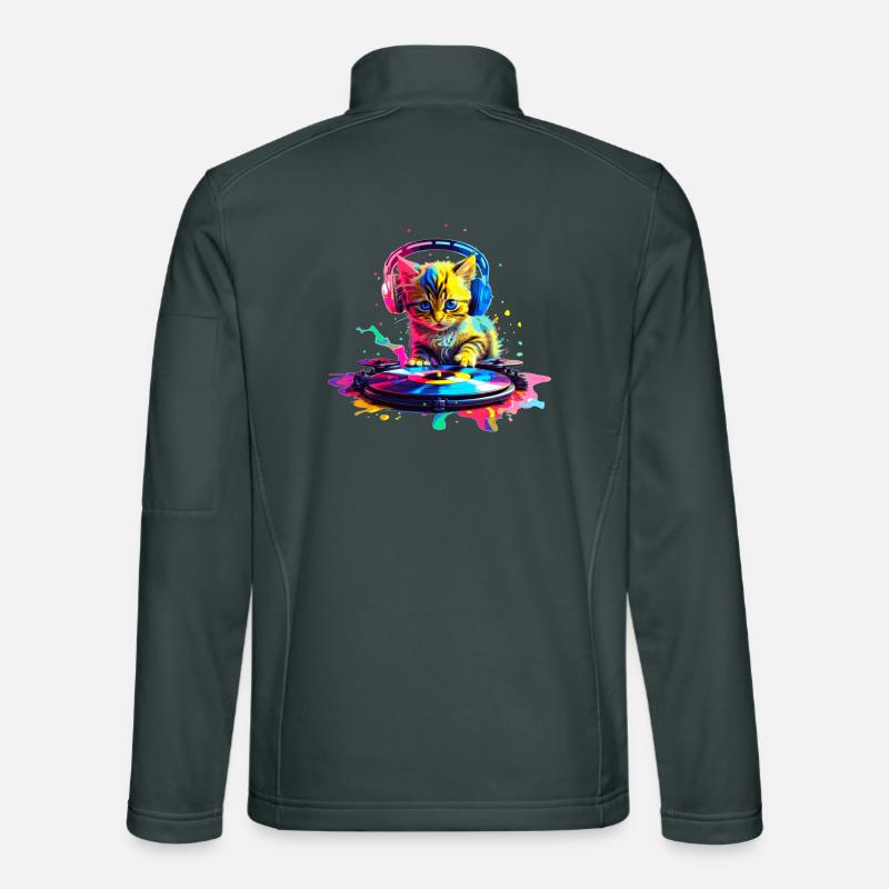 Kätzchen DJ - Regenbogen Unisex Softshelljacke