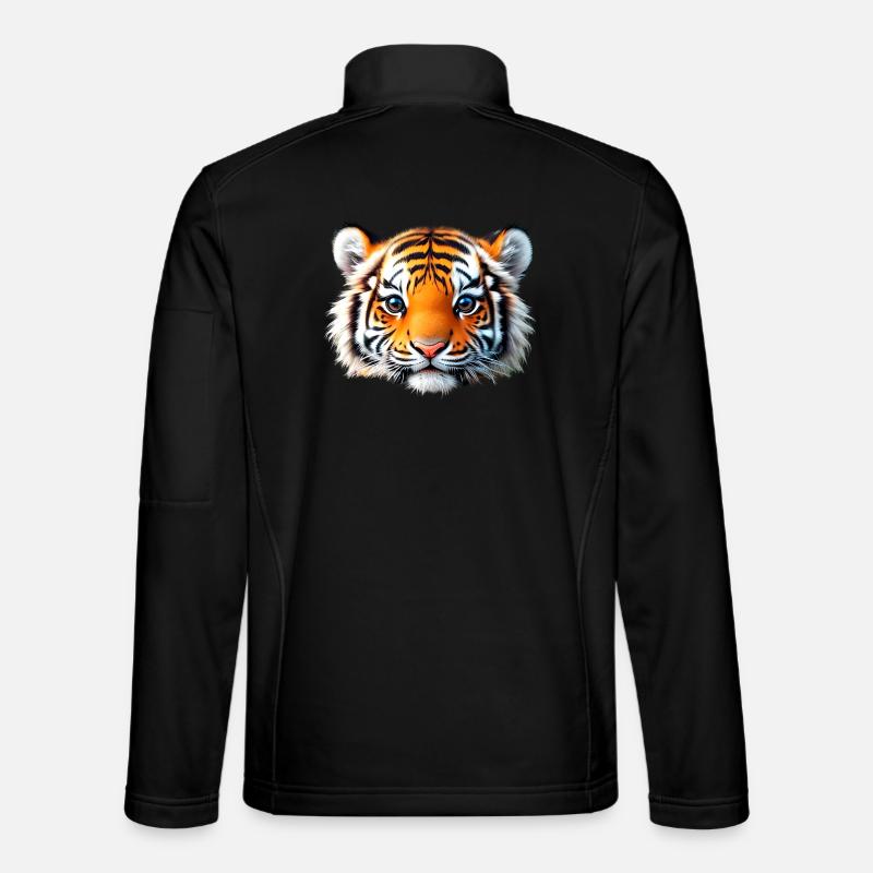 Tiger Baby Kopf - Unisex Softshelljacke - Schwarz