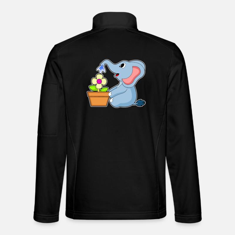 Elefant Blumentopf Blume - Unisex Softshelljacke - Schwarz