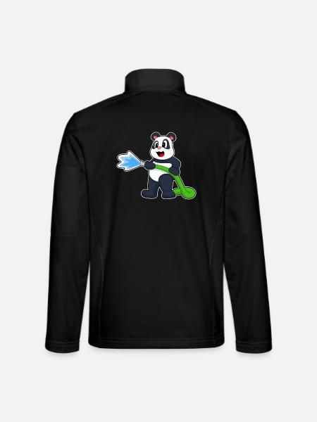 Panda Firefighter Fire Hose Fire Hose Fire Brigade - Unisex Softshell Jacket - black - Back