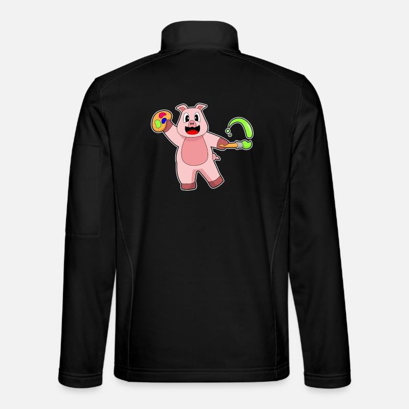 Pig Painter Brush Painting - Unisex Softshell Jacket - black