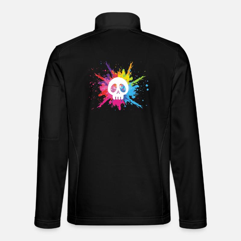 Weißer Schädel und bunte Explosion - Unisex Softshelljacke - Schwarz