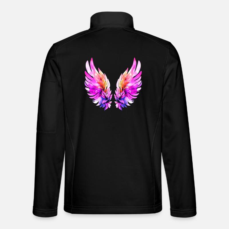 Leuchtend rosa Engelsflügel - Unisex Softshell Jacket - black