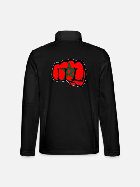 Morocco Flag Hand Fist - Unisex Softshell Jacket - black