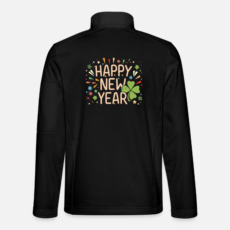 Neujahrsfreude mit Shamrock - Unisex Softshelljacke - Schwarz