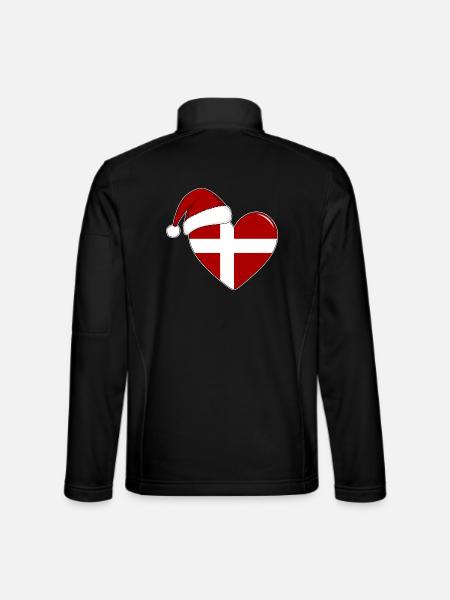 Denmark flag Christmas heart - Unisex Softshell Jacket - black
