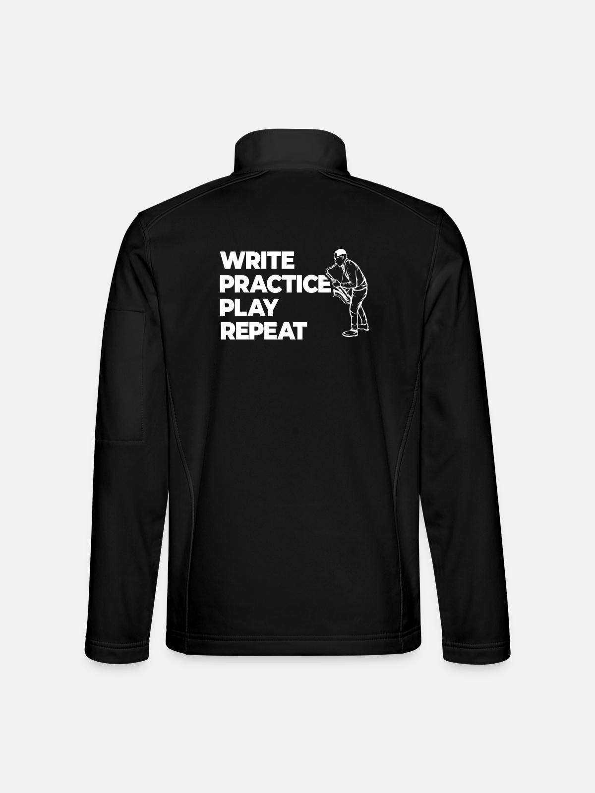 Writing, practicing, playing, repeating - Unisex Softshell Jacket - black - Back