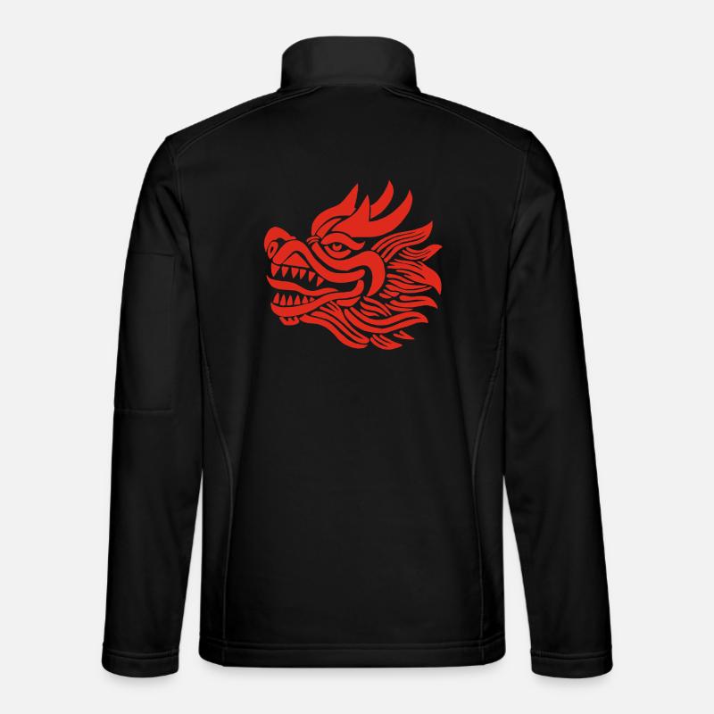 Chinesischer Drachenkopf (Rot) - Unisex Softshelljacke - Schwarz