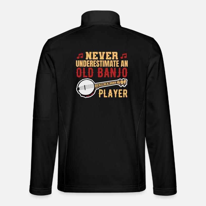 Never underestimate old banjo players - Unisex Softshell Jacket - black