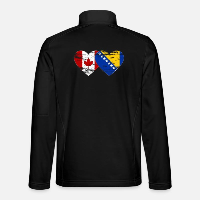 Canada Bosnie drapeau coeur utilisé Veste en tissu softshell Unisexe