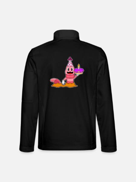 Worm Birthday Cake - Unisex Softshell Jacket - black
