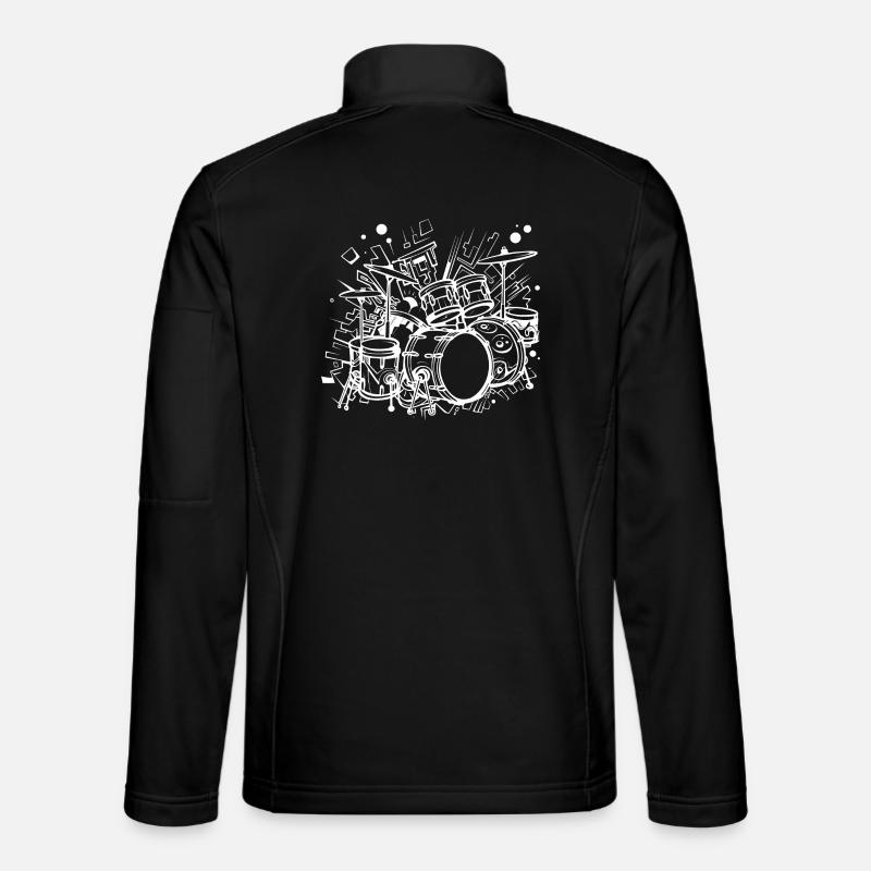 Drum Kit Line Art - Unisex Softshell Jacket - black
