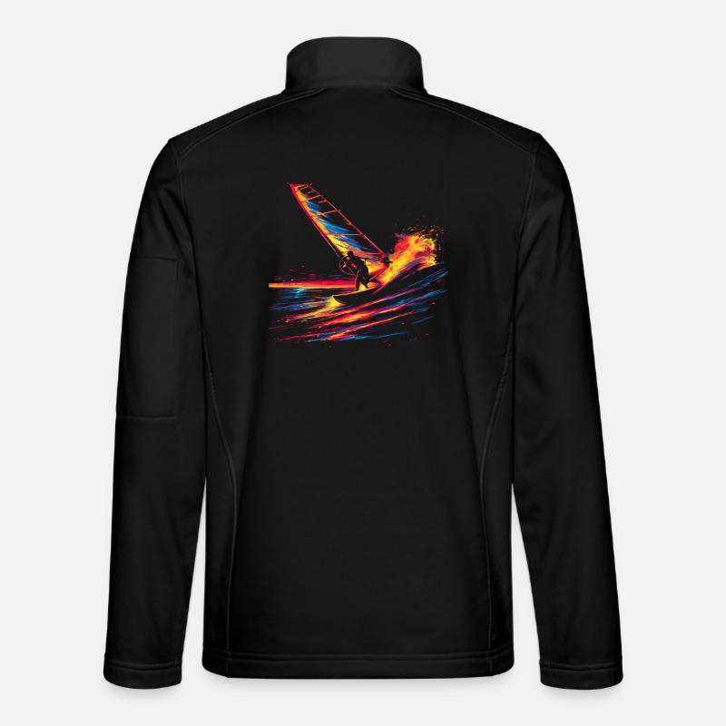 Oldschool Windsurfen - Unisex Softshelljacke - Schwarz