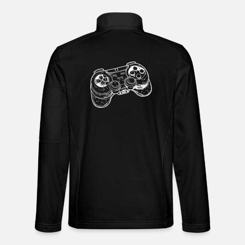 Video Game Controller Drawing - Unisex Softshell Jacket - black