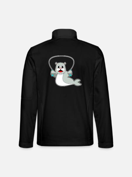 Seehund Seilspringen Springseil Fitness - Unisex Softshelljacke - Schwarz - Hinten