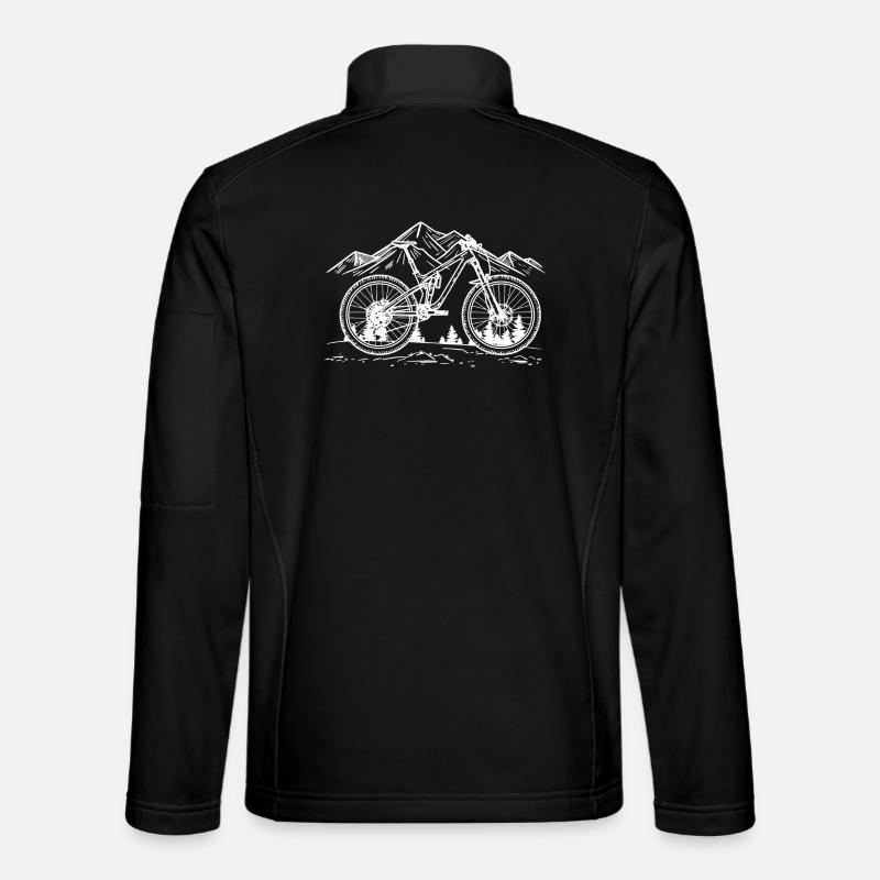 Mountain Biking Drawing - Unisex Softshell Jacket - black