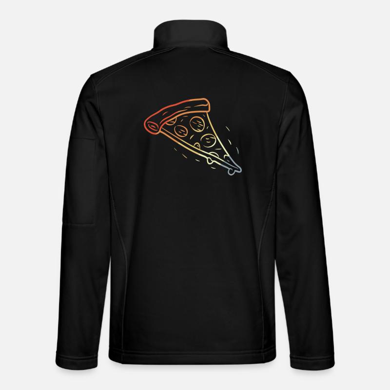 Retro Pizza Slice Sketch - Unisex Softshell Jacket - black